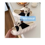 Zapatillas de lino con dibujos animados de vaca 🐮Sandalias de lino antideslizante